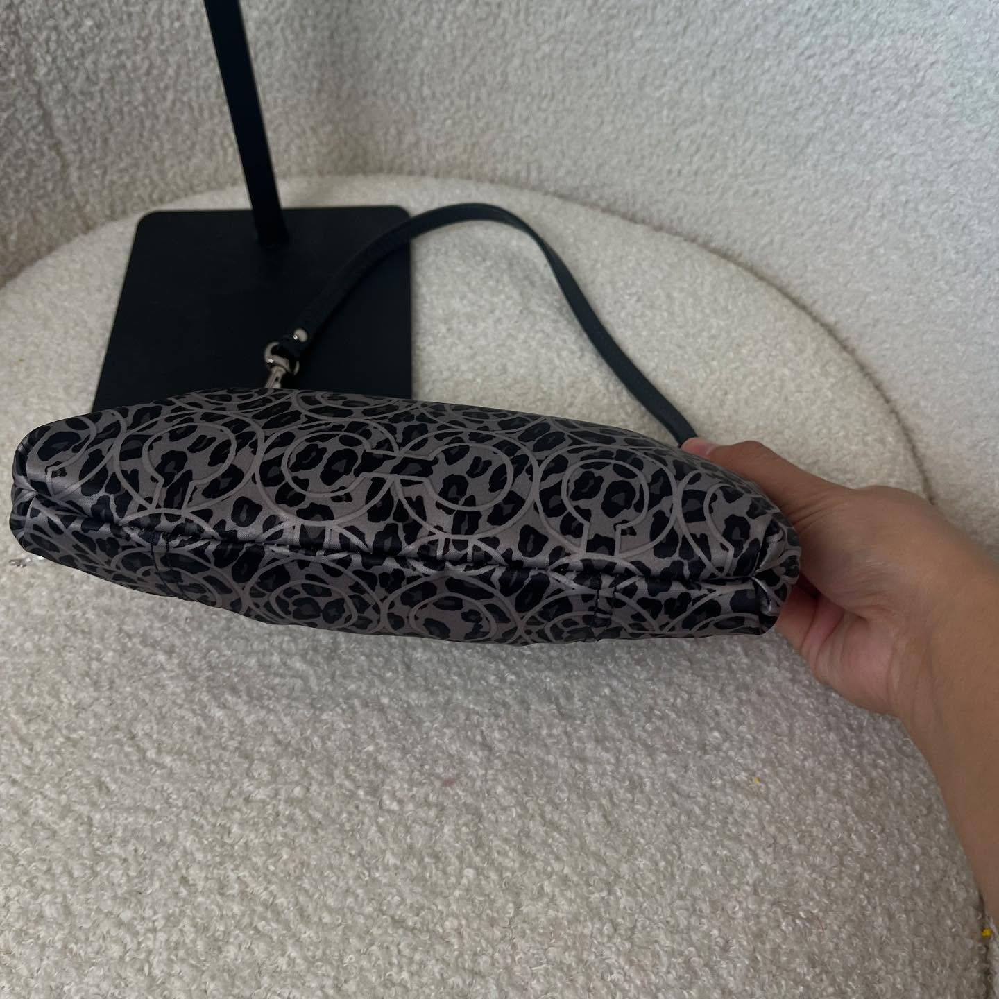 Coach Satin Gray Leopard Mini Bag