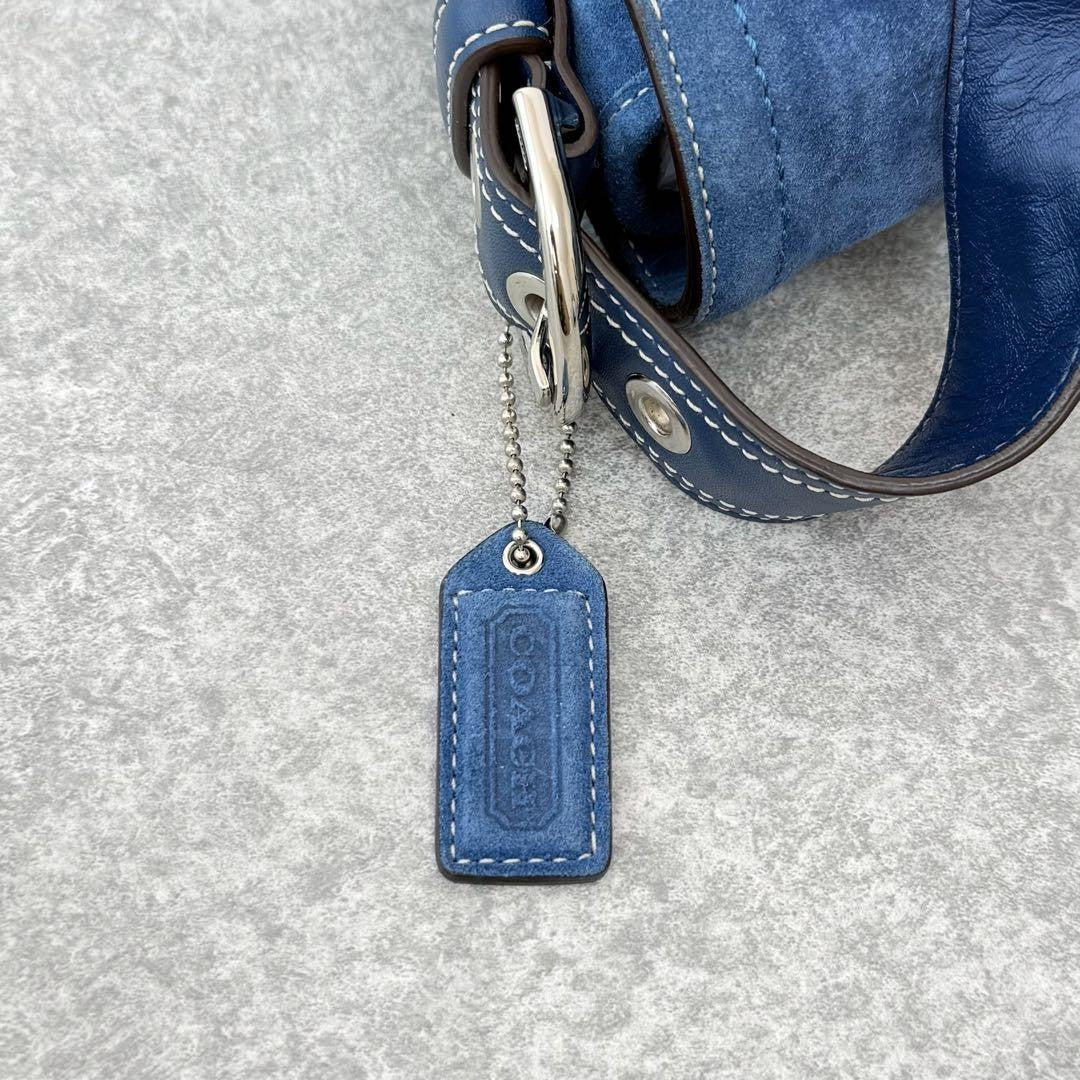 Coach Soho Demi Flap Suede Shoulder Bag blue suede E62