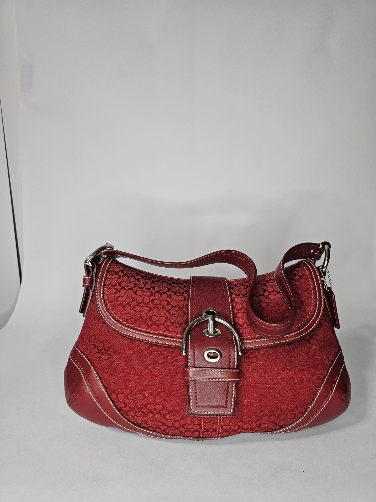 Y2k Coach Large Red Soho In Signature C Shoulder Bag