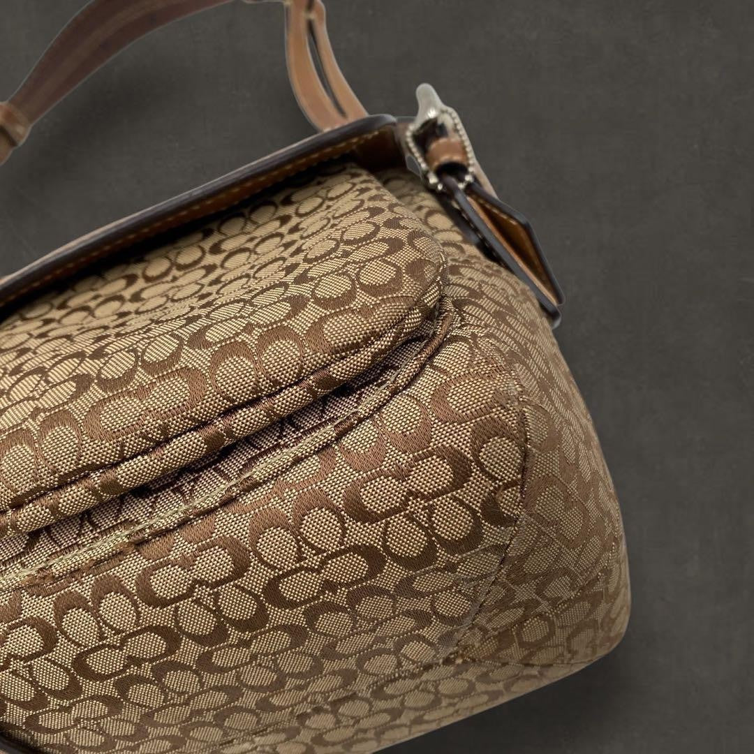 coach signature Flap Soho Shoulder bag beige brown 624