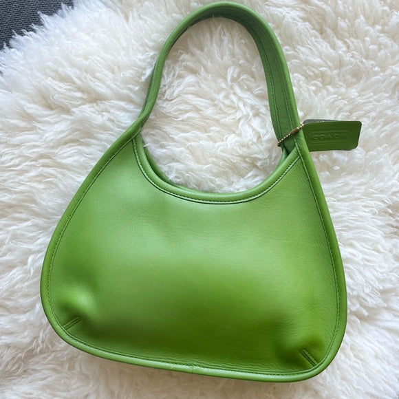 Rare Vintage Coach Ergo Bag Mini Green Leaf 9027 Satchel Hobo Shoulder Bag