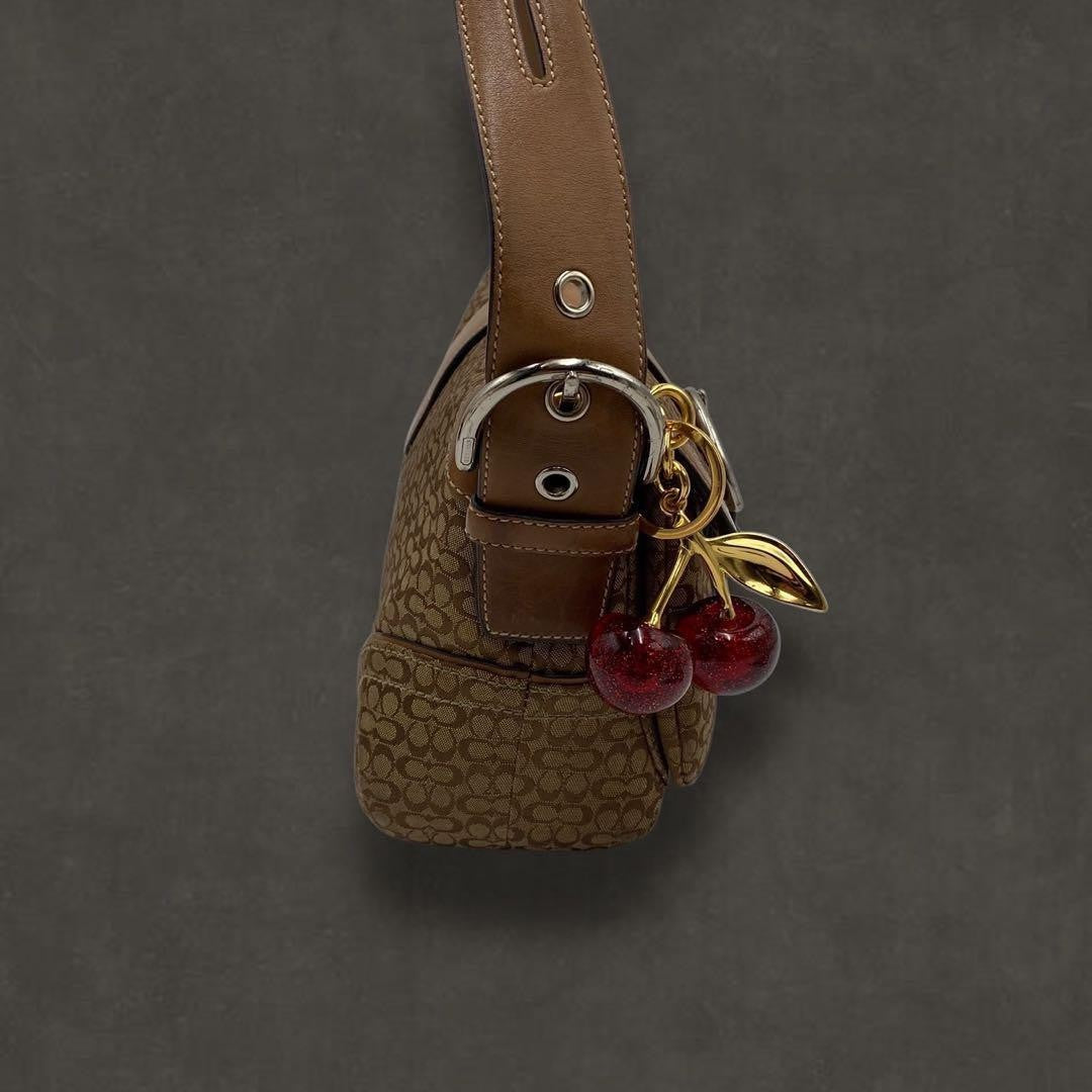 coach signature Flap Soho Shoulder bag beige brown 624