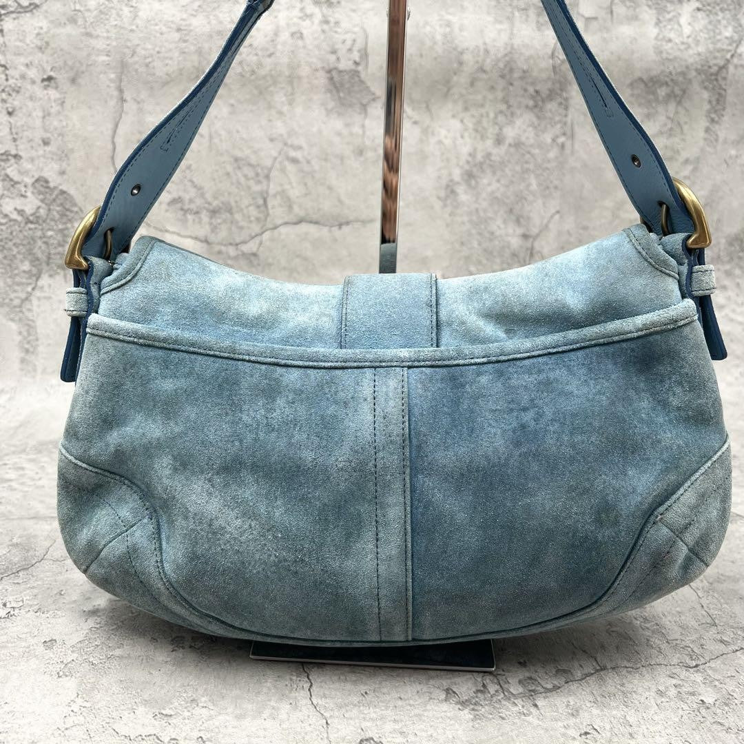Coach Vintage Soho Shoulder Bag Suede Leather Jean blue 9253 Used Women