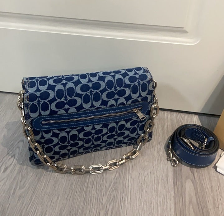 CHAIN TABBY CHAIN SHOULDER BAG IN SIGNATURE DENIM