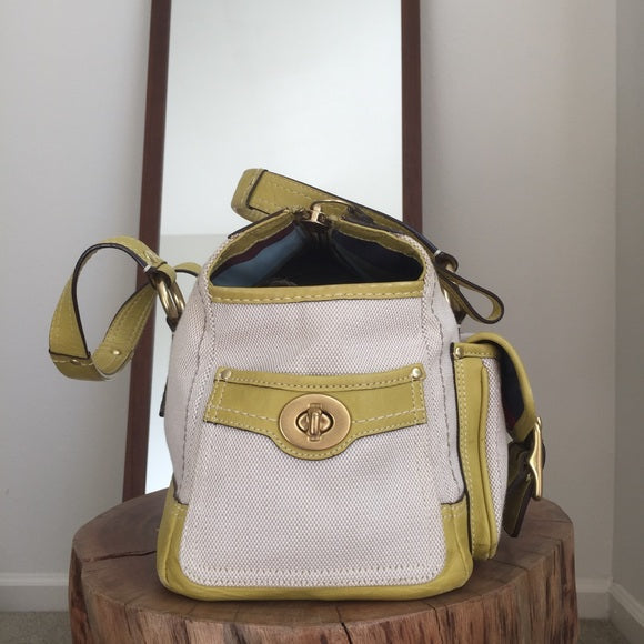 COACH Legacy RARE lime leather canvas purse