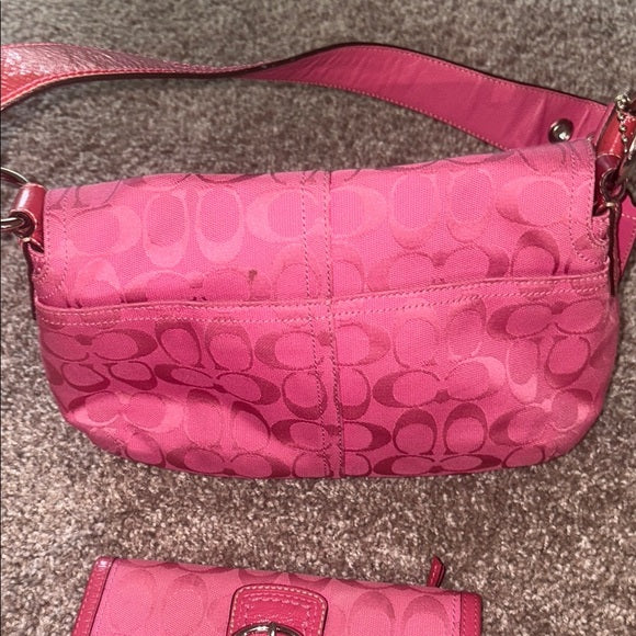 Pink Coach Soho with matching wallet