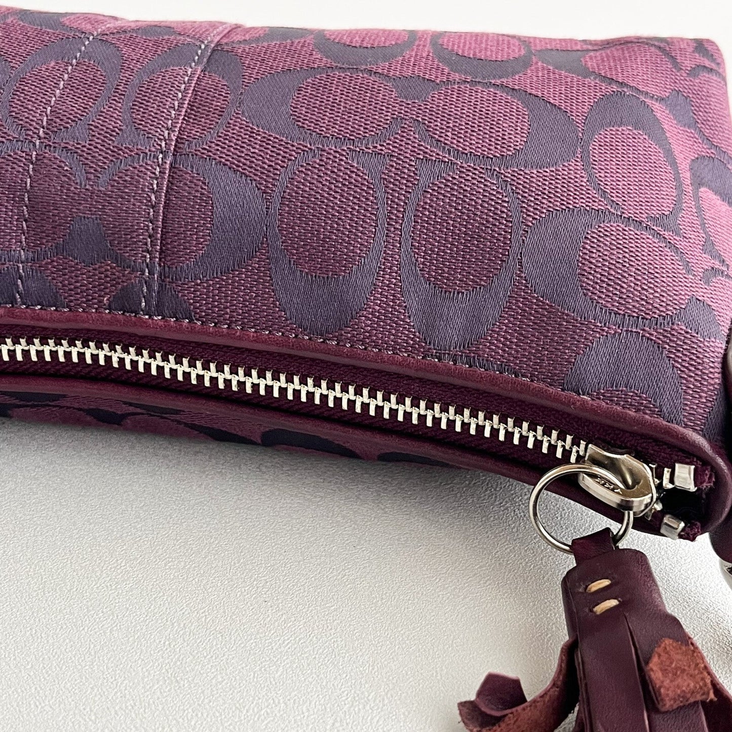 Vintage Coach East West Demi Baguette Bag 6371 Purple handbag Purse Canvas Y2K