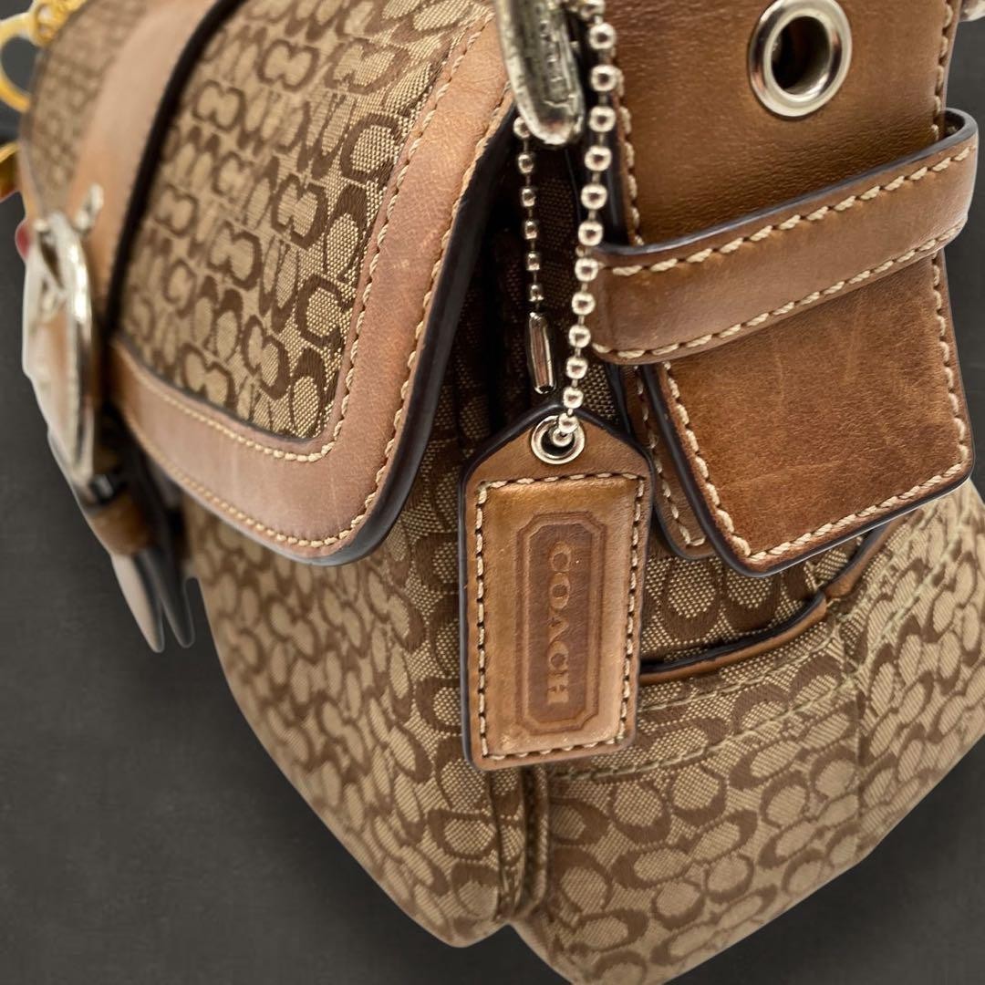 coach signature Flap Soho Shoulder bag beige brown 624
