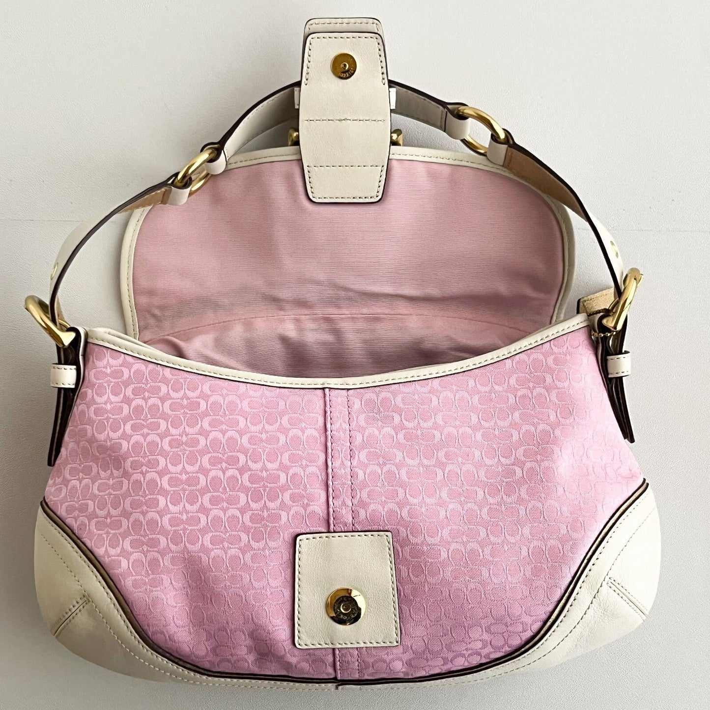Vintage Coach Soho Hobo Shoulder Bag 1456 Pink Leather Jacquard Signature Y2K