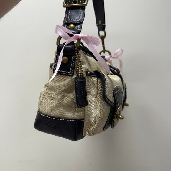Y2K 2000s Coach Double Turnlock Legacy Signature Shoulder Bag