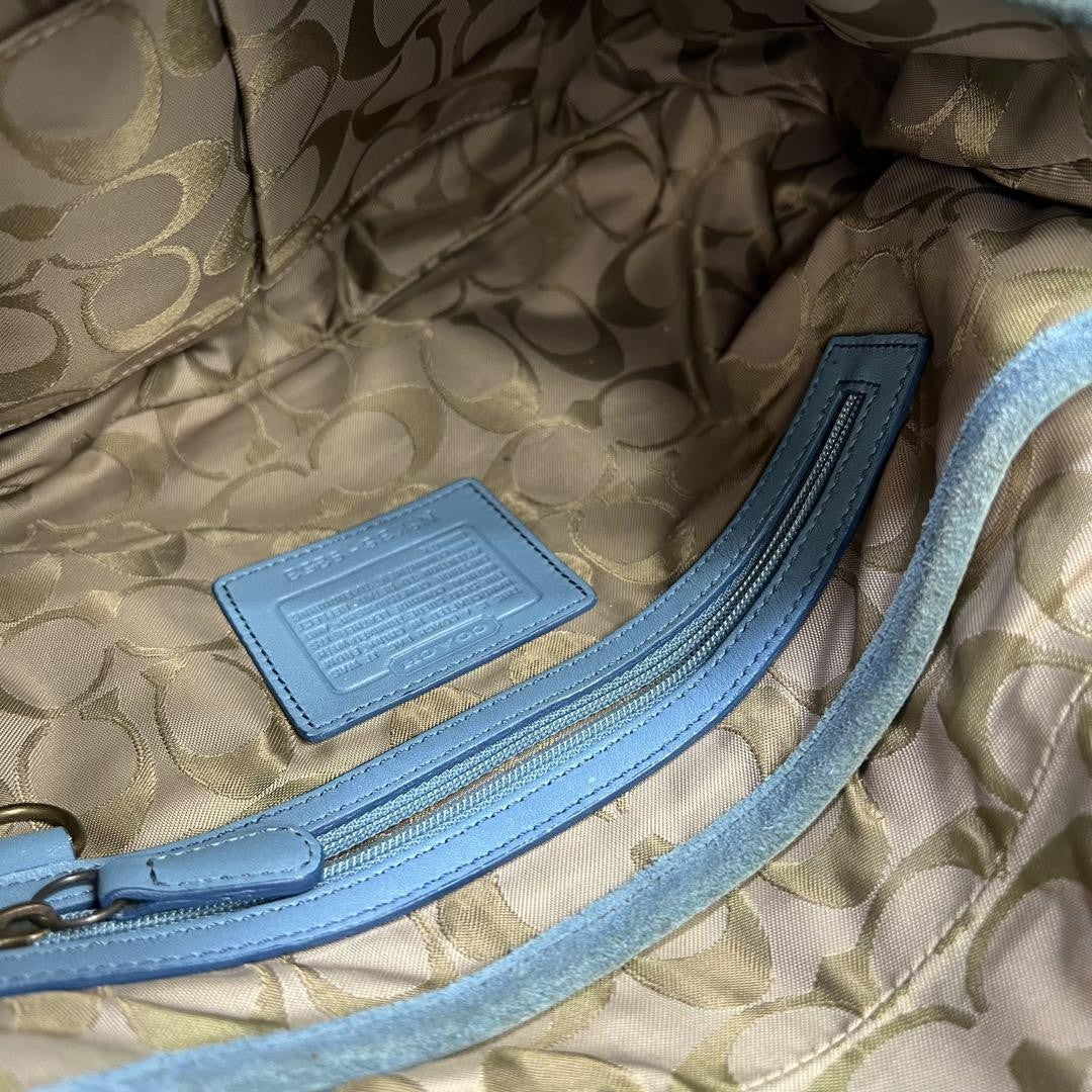 Coach Vintage Soho Shoulder Bag Suede Leather Jean blue 9253 Used Women