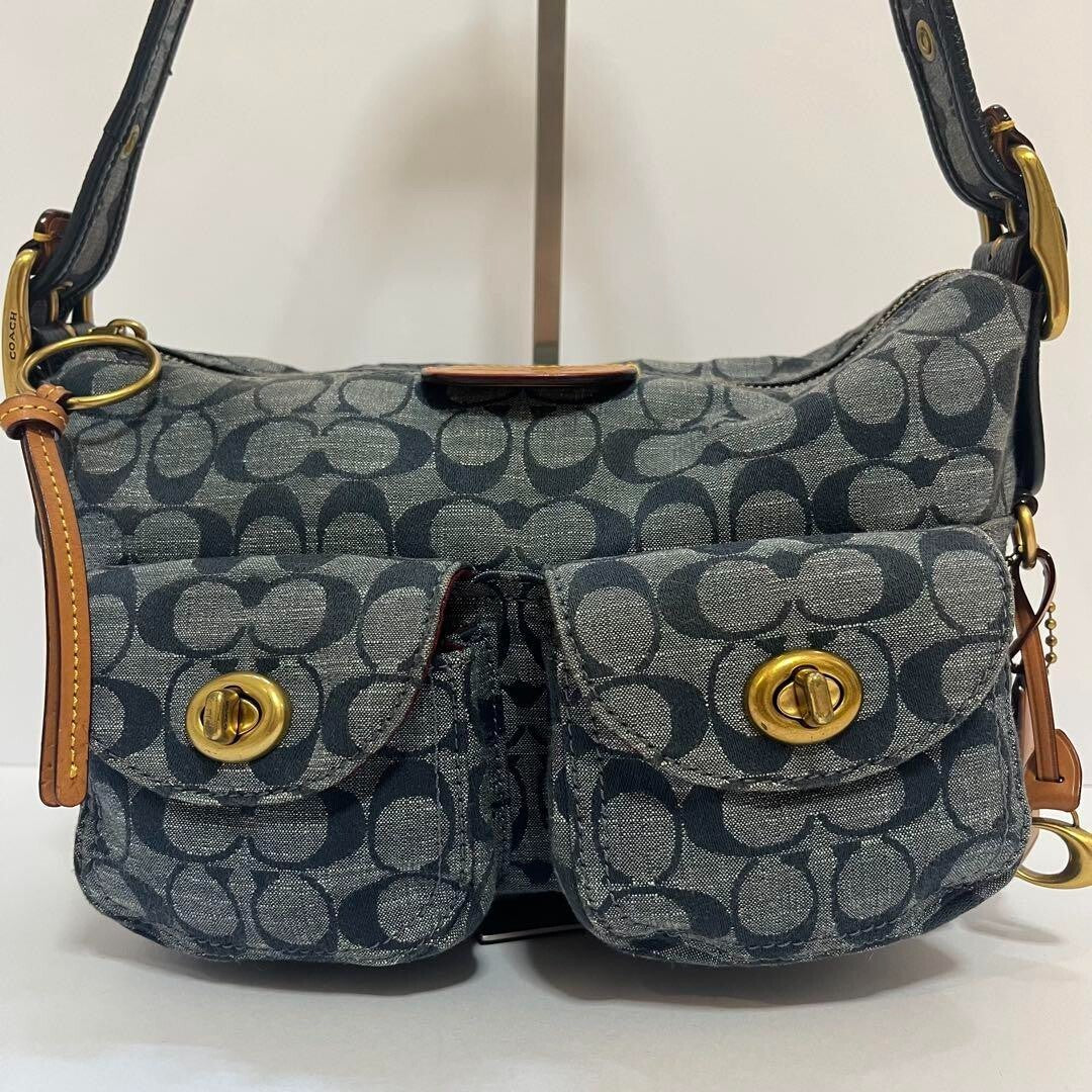 Authentic Coach hand bag Legacy Turnlock Shoulder 65th canvas rare y2k vintage