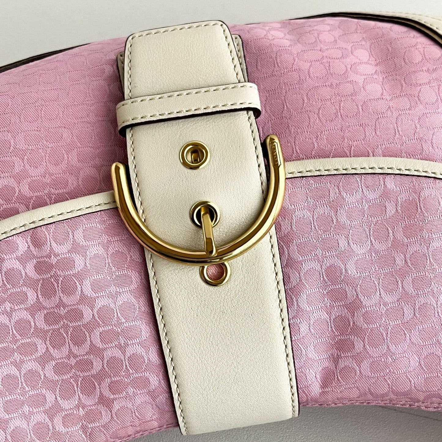 Vintage Coach Soho Hobo Shoulder Bag 1456 Pink Leather Jacquard Signature Y2K