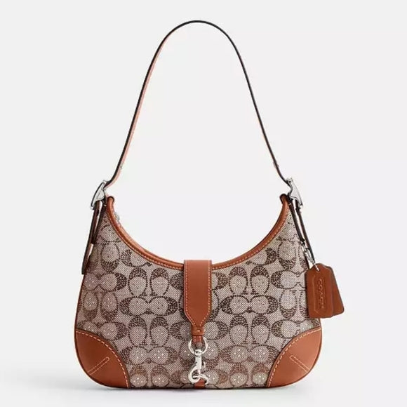 NWT Coach Hamptons Hobo in Crystal Signature Jacquard