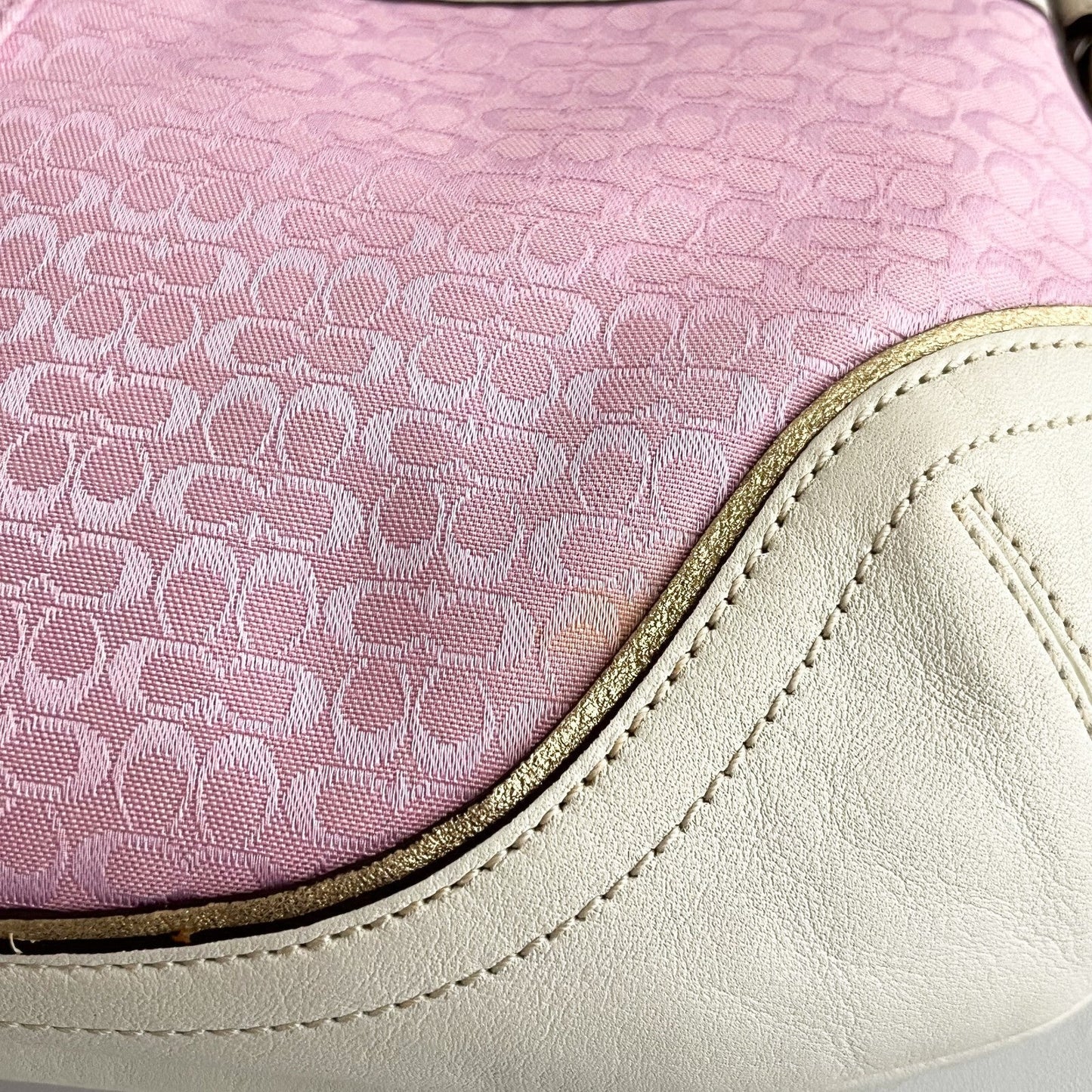 Vintage Coach Soho Hobo Shoulder Bag 1456 Pink Leather Jacquard Signature Y2K