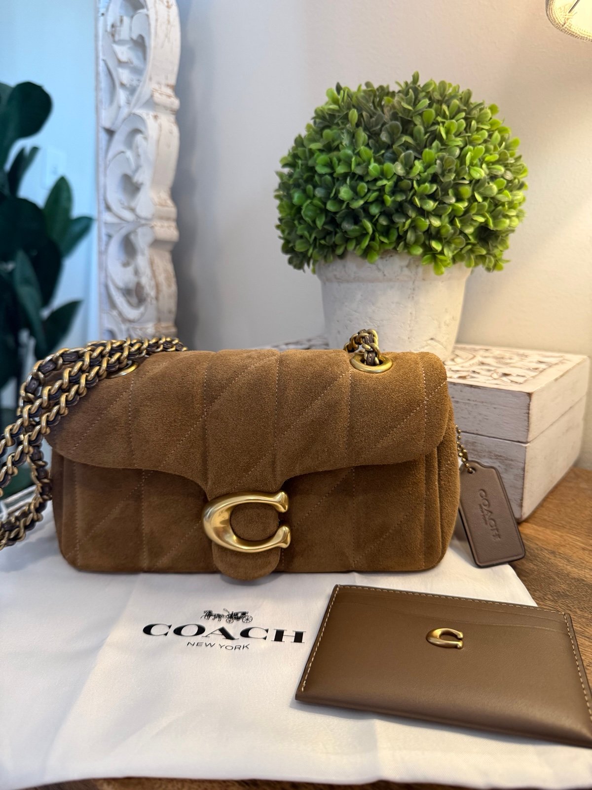 Coach Quilted Tabby 20 Suede Shoulder Bag