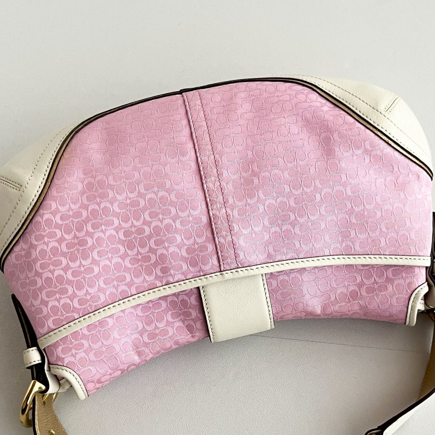 Vintage Coach Soho Hobo Shoulder Bag 1456 Pink Leather Jacquard Signature Y2K