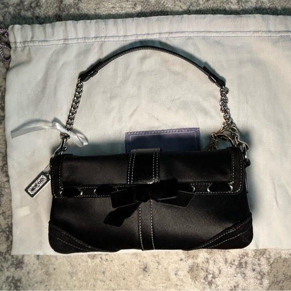 Vintage Coach Mini Soho Hampton Evening Shoulder Bag Black satin 🖤