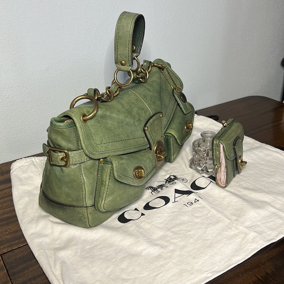 Vintage Coach Legacy Juniper Green Leigh Satchel & French Frame Wallet Set