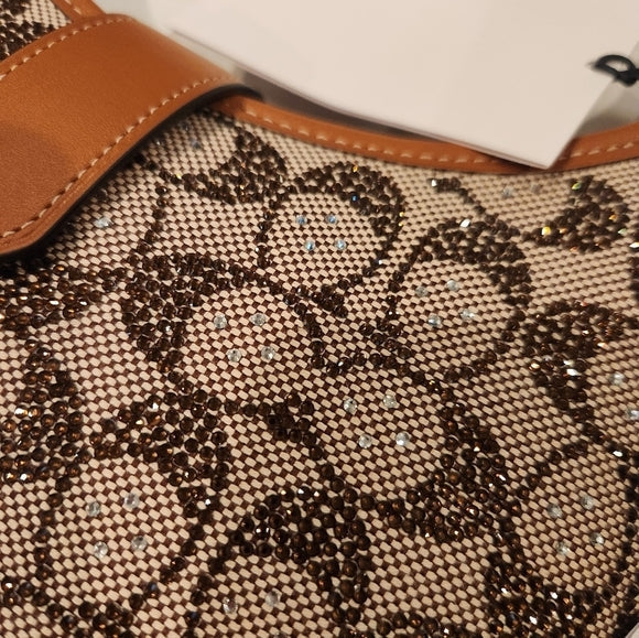 NWT Coach Hamptons Hobo in Crystal Signature Jacquard