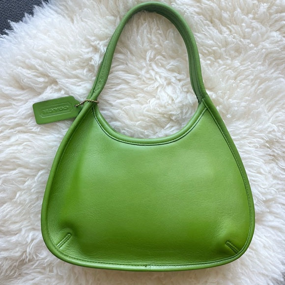 Rare Vintage Coach Ergo Bag Mini Green Leaf 9027 Satchel Hobo Shoulder Bag