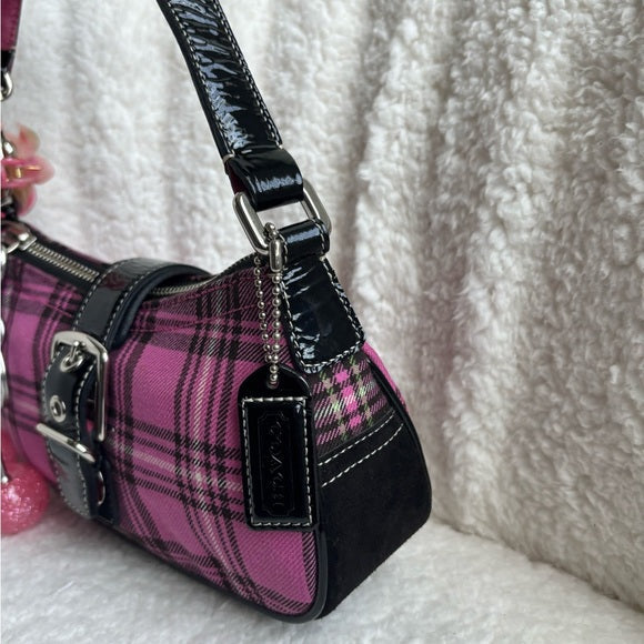 Y2K Coach Plaid Demi Buckle Mini Bag 🩷