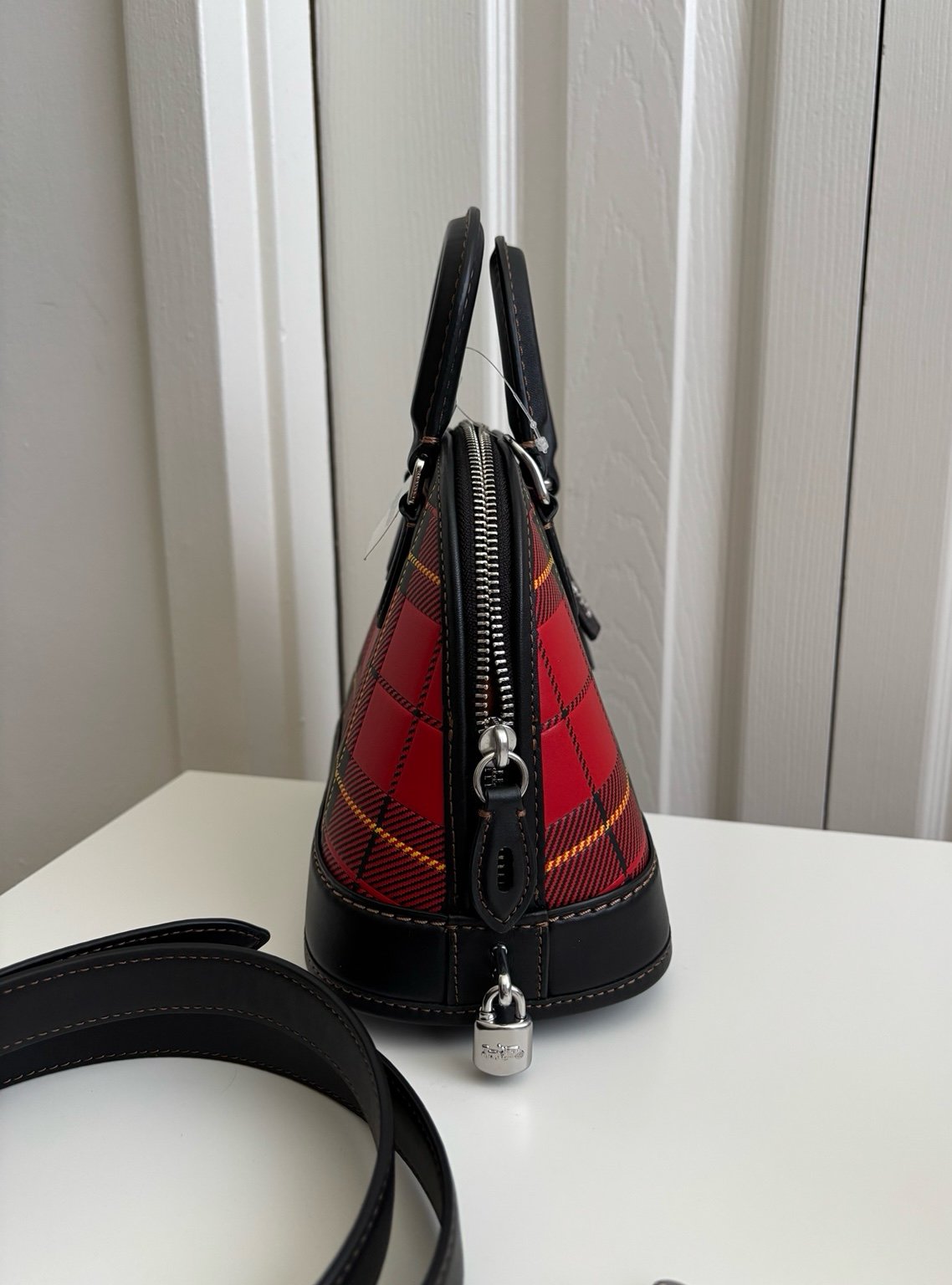 NWT Coach Revel Bag 24 With Plaid Print