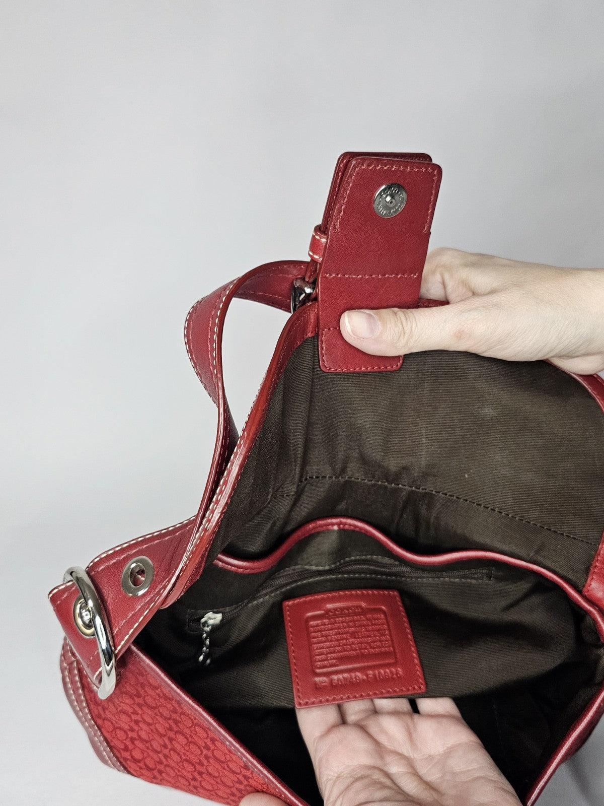 Y2k Coach Large Red Soho In Signature C Shoulder Bag