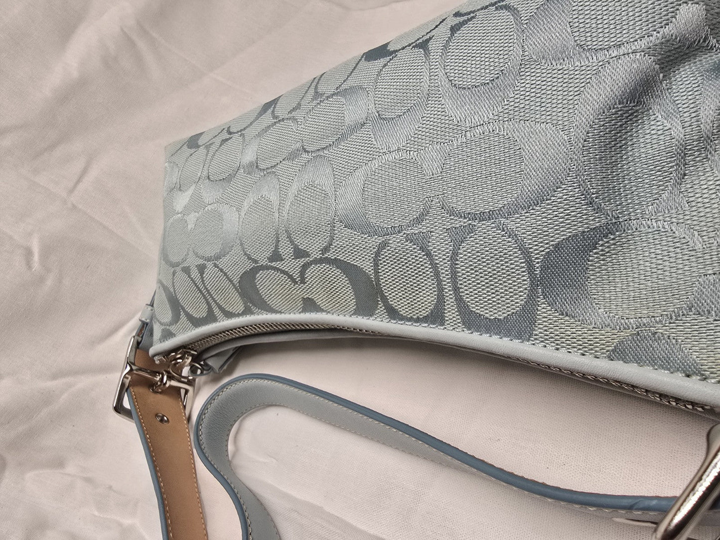 COACH Vintage Y2K 6371 East West Demi Baguette Canvas Blue Shoulder Bag