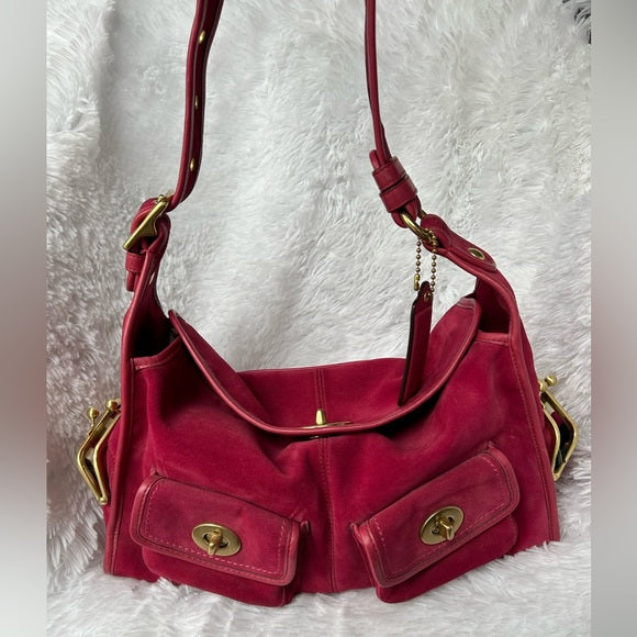 Rare Limited Edition Archive Coach Bleeker Haversack 12797 in Suede Pink!