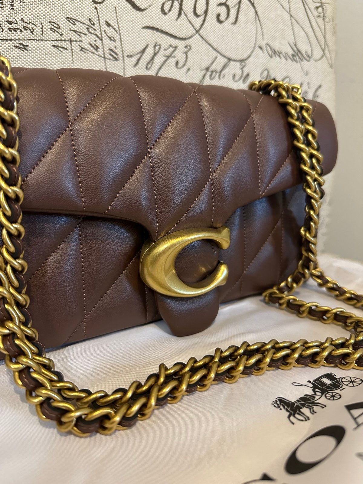Coach Pillow Tabby With Quilting Shoulder Bag 26 Brown & Brass