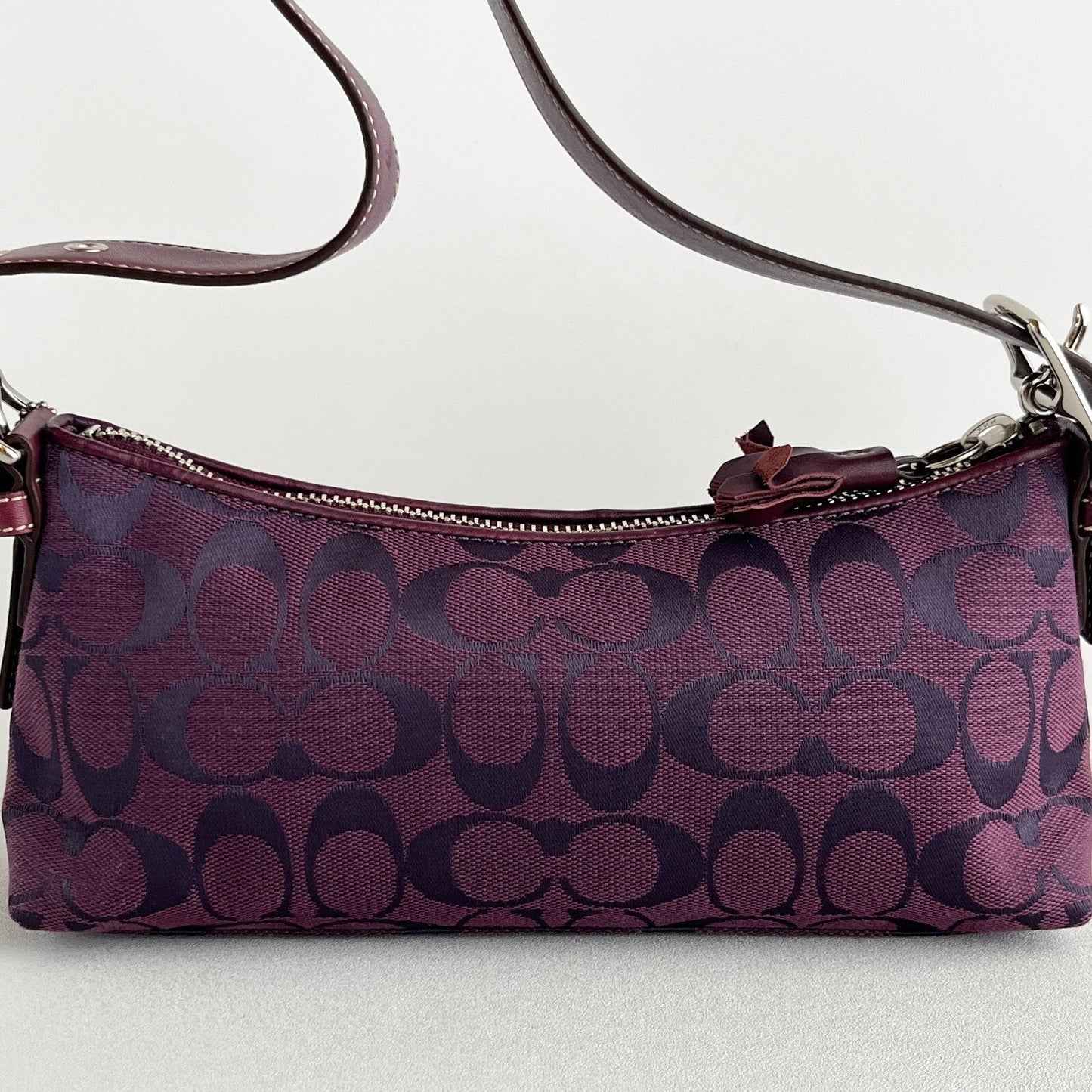 Vintage Coach East West Demi Baguette Bag 6371 Purple handbag Purse Canvas Y2K