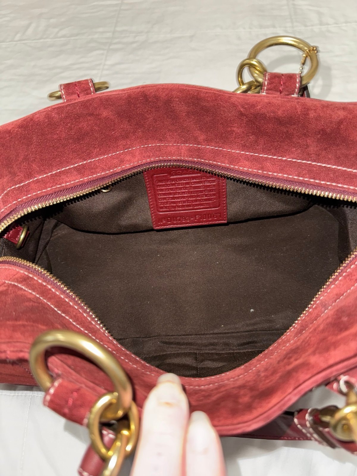 Coach suede satchel shoulder bag