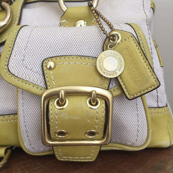COACH Legacy RARE lime leather canvas purse