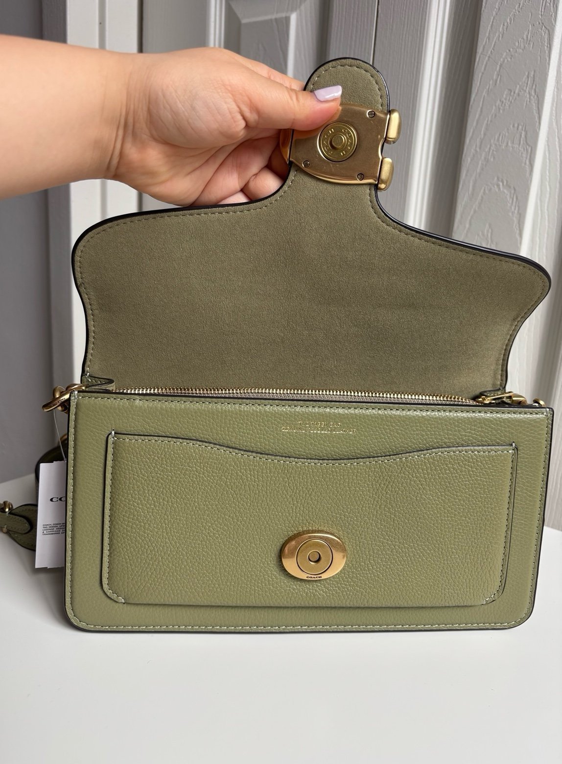 NWT Coach Polished Pebble Leather Tabby Shoulder Bag Moss