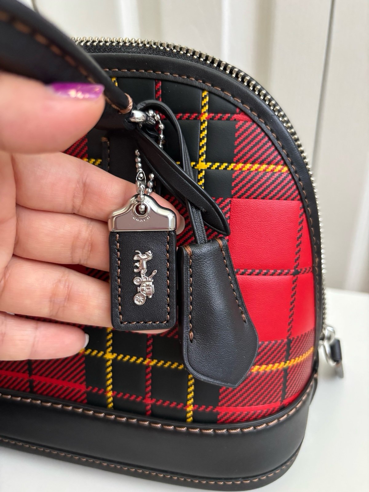 NWT Coach Revel Bag 24 With Plaid Print