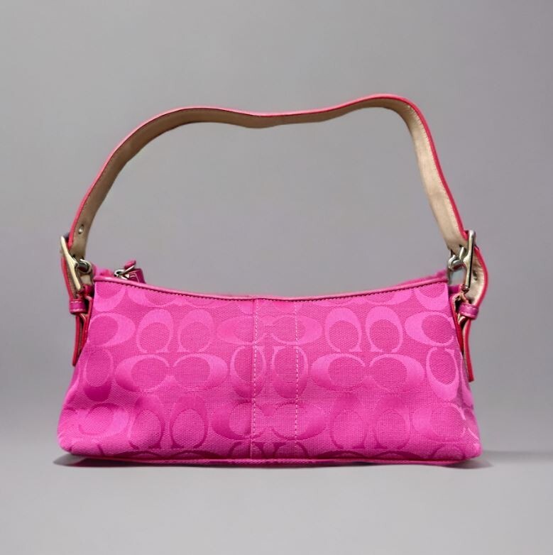 Coach Y2K Pink Hampton Signature East West Demi Baguette Shoulder Bag 6371 China