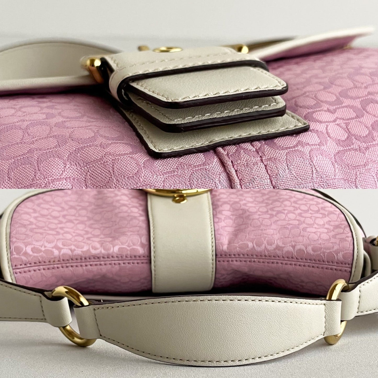 Vintage Coach Soho Hobo Shoulder Bag 1456 Pink Leather Jacquard Signature Y2K