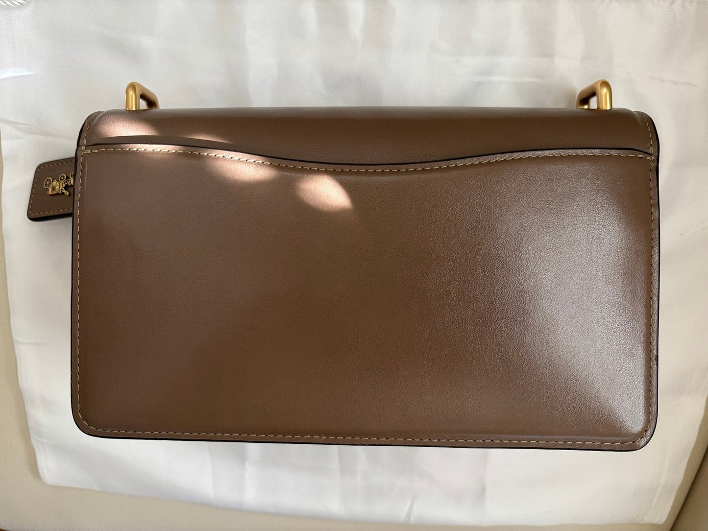 Coach Bandit Large Shoulder Bag in Dark Stone with Brass/Gold Hardware, Dust Bag