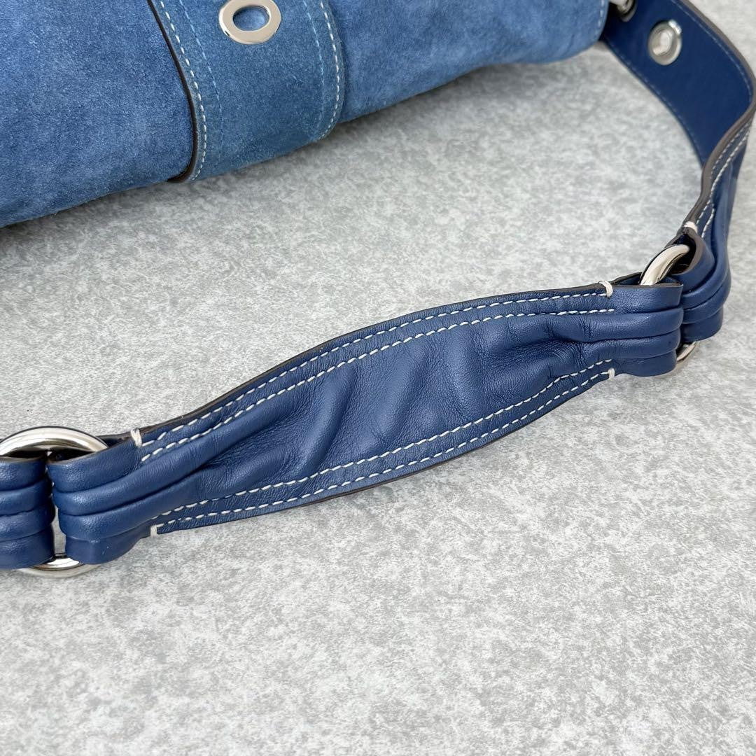 Coach Soho Demi Flap Suede Shoulder Bag blue suede E62