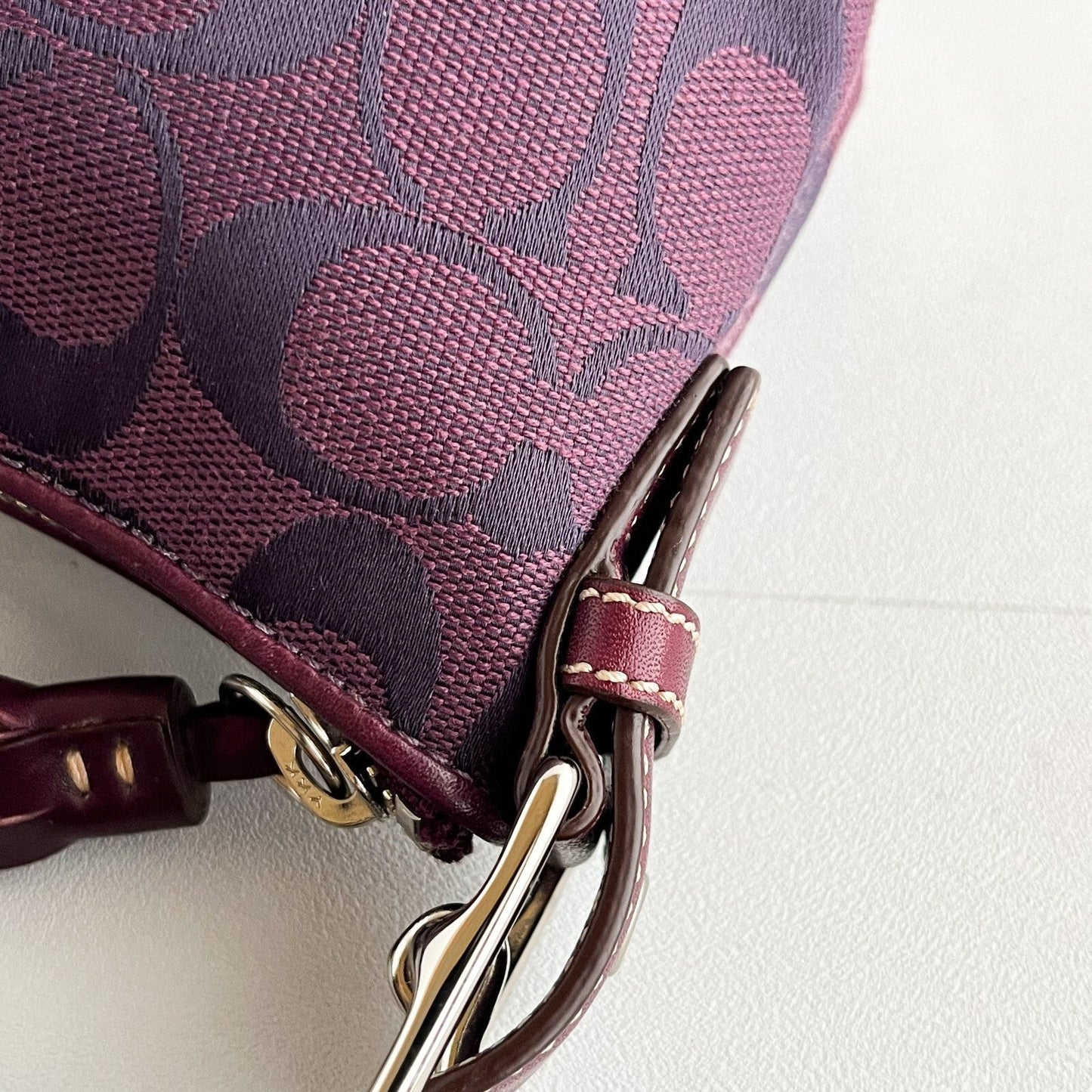 Vintage Coach East West Demi Baguette Bag 6371 Purple handbag Purse Canvas Y2K