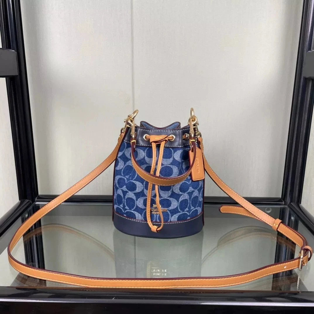 Coach Mini Bucket Bag In Signature Denim CY740 NWT