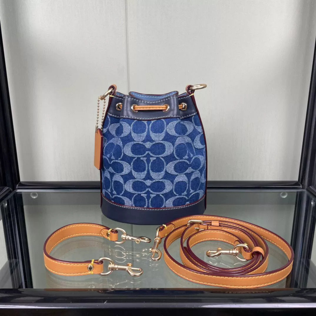 Coach Mini Bucket Bag In Signature Denim CY740 NWT