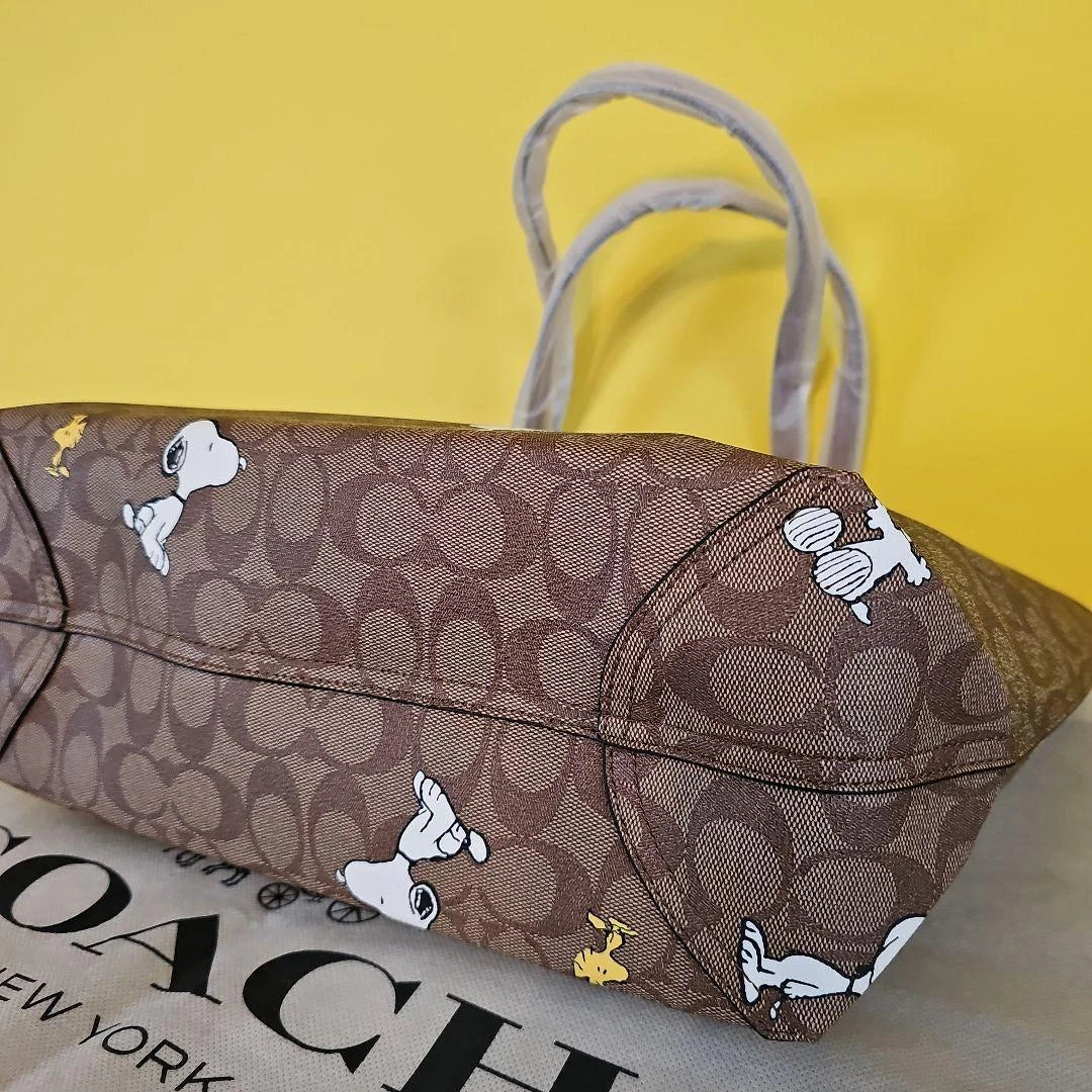 Coach Peanuts Snoopy CF166 Khaki Redwood Multi Tote Bag