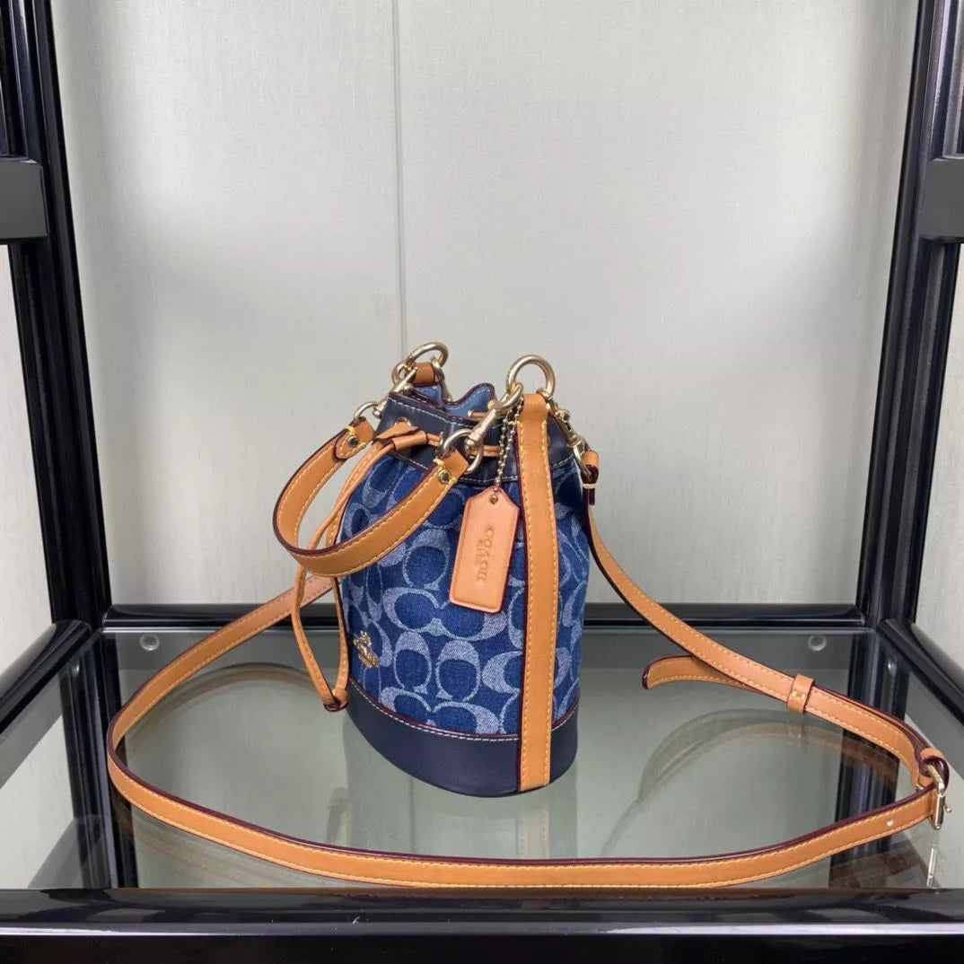 Coach Mini Bucket Bag In Signature Denim CY740 NWT
