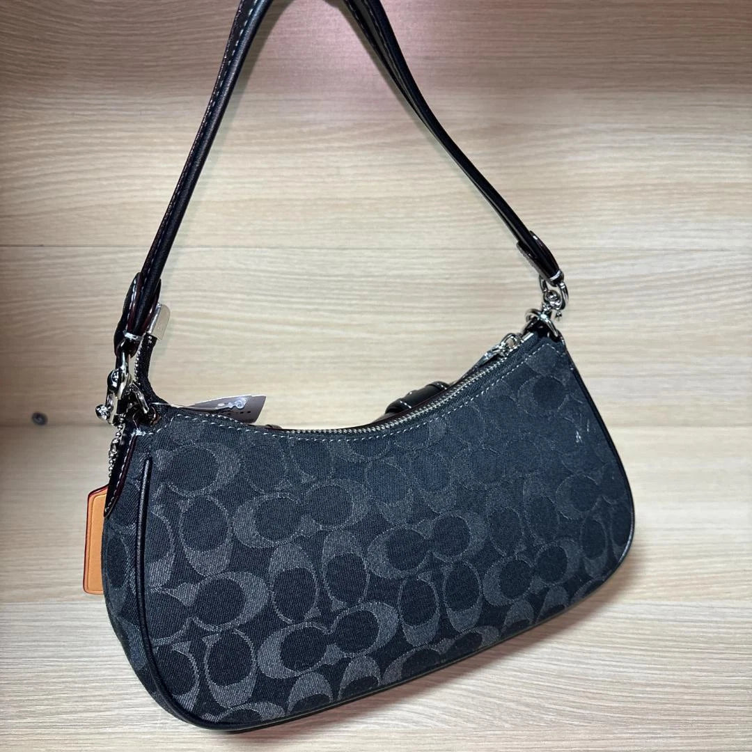 COACH CQ184 Ashton Baguette Signature Denim Handbag Shoulder Bag Women