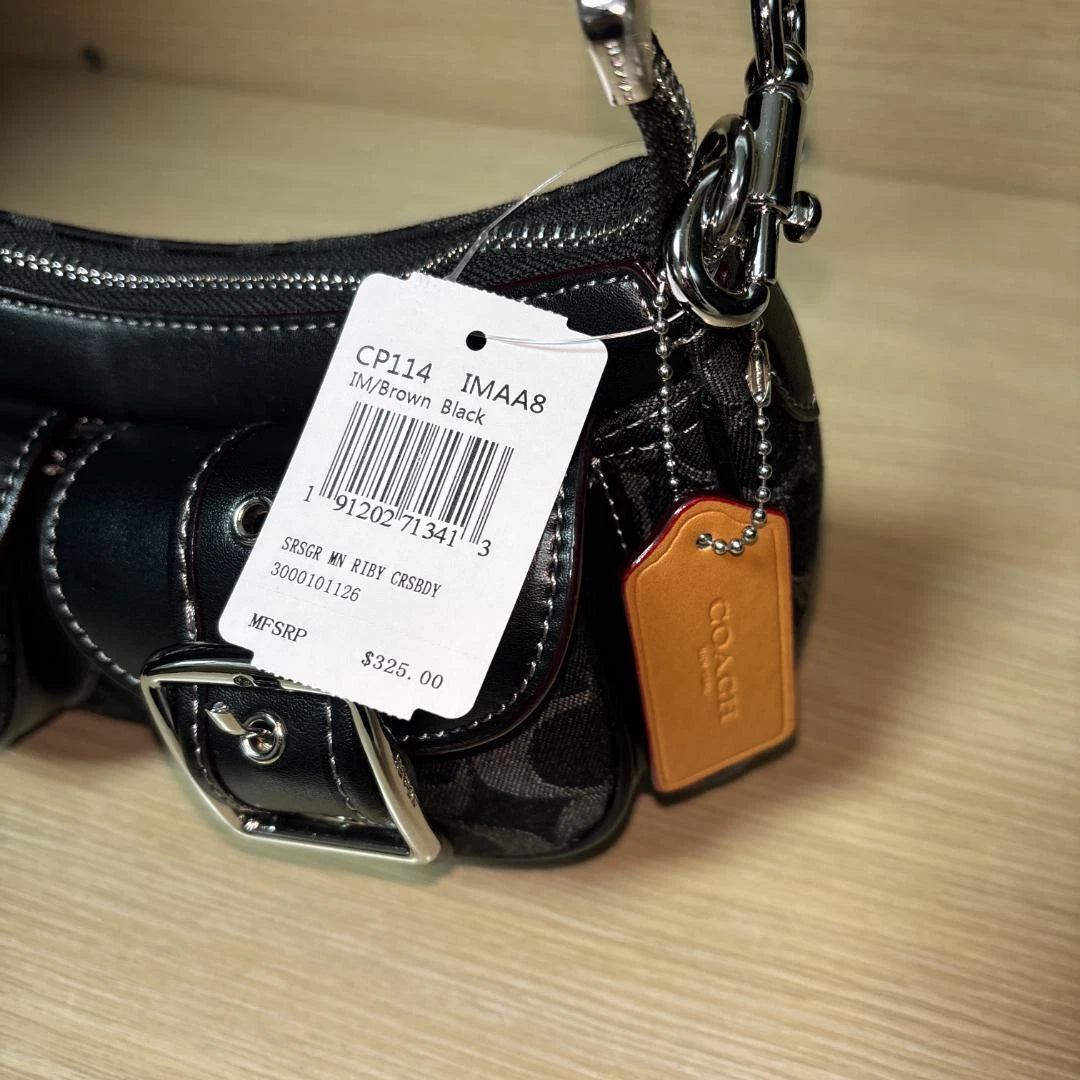 COACH CQ184 Ashton Baguette Signature Denim Handbag Shoulder Bag Women