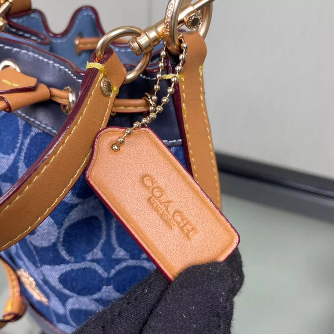 Coach Mini Bucket Bag In Signature Denim CY740 NWT