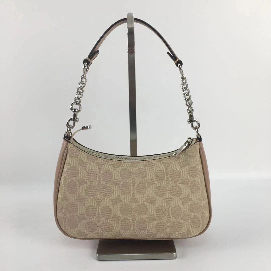 COACH CV933 Teri Shoulder Bag Signature Canvas Light Brown