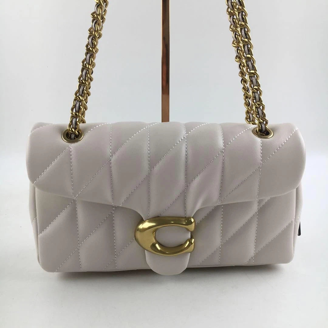 COACH Tabby 26 Quilted Shoulder Bag Leather White/Gold CP150 outlet